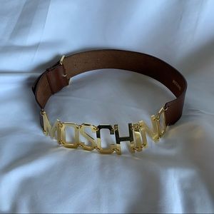 MOSCHINO Logo Women’s Brown Leather Belt